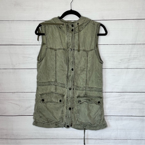 Kenneth Cole Reaction Light Weight Army Green Hooded Vest Size S - Picture 3 of 9